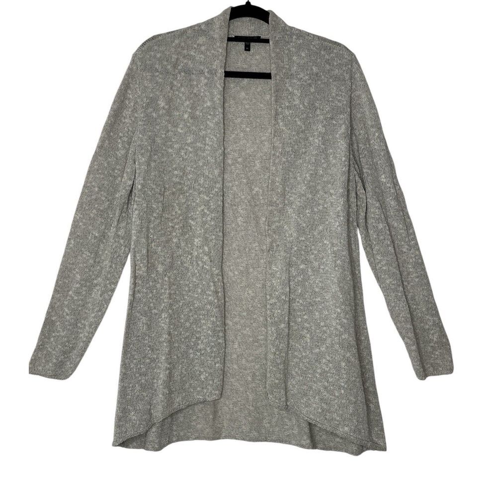 EILEEN FISHER Cardigan Women XL Linen Blend Open Front Long Sleeve Beige
